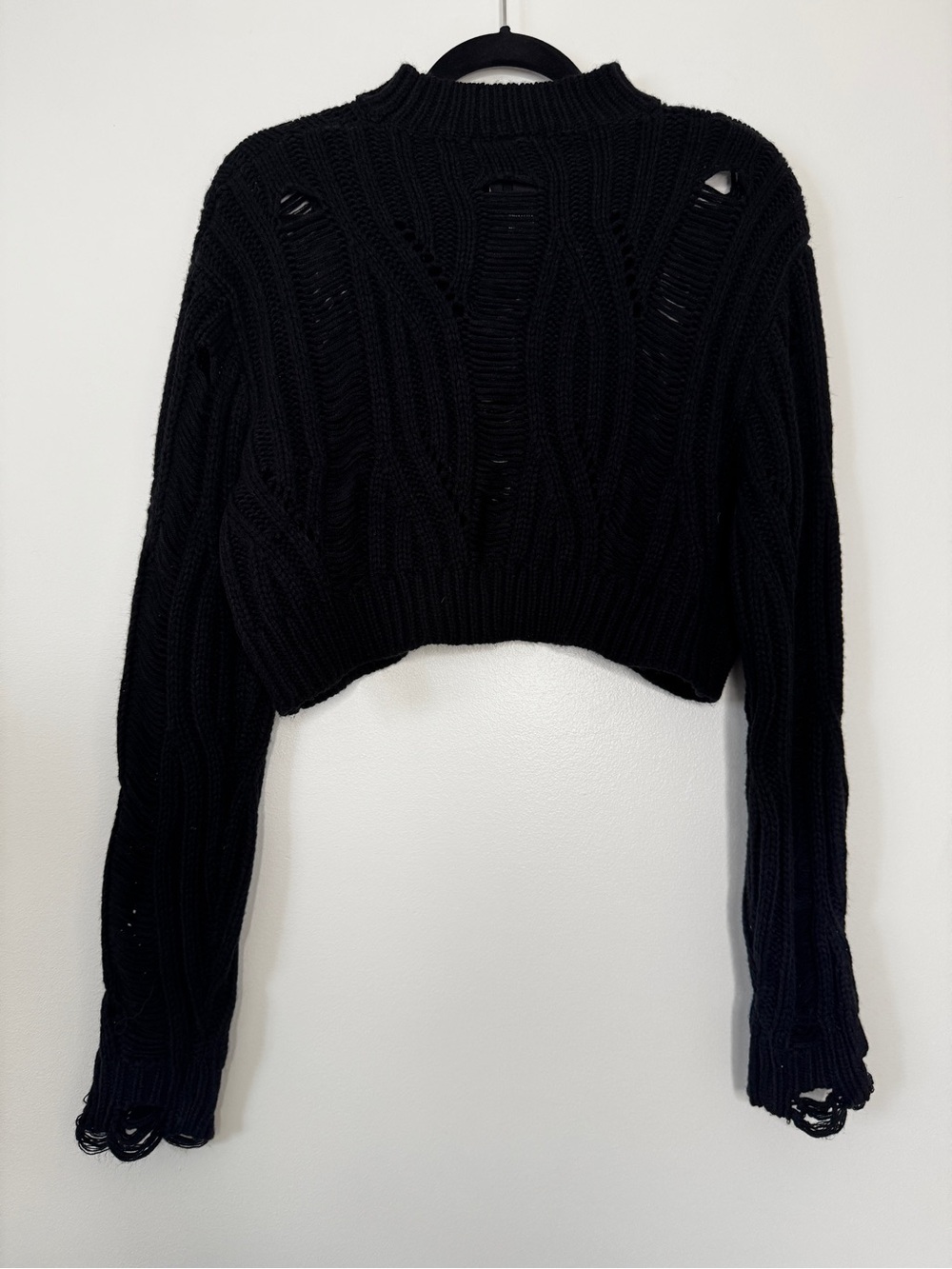 Killstar Ghastmark Disturbia Nemesis Sweater Distressed Cropped Cable Knit Sz M - Picture 3 of 16
